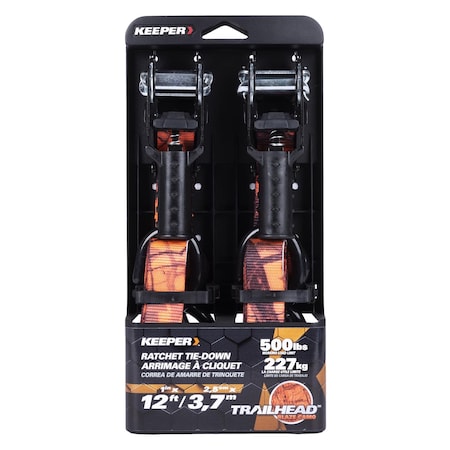 Keeper 12 ft. L Camo Ratchet Tie Down 500 lb , 2PK 43594